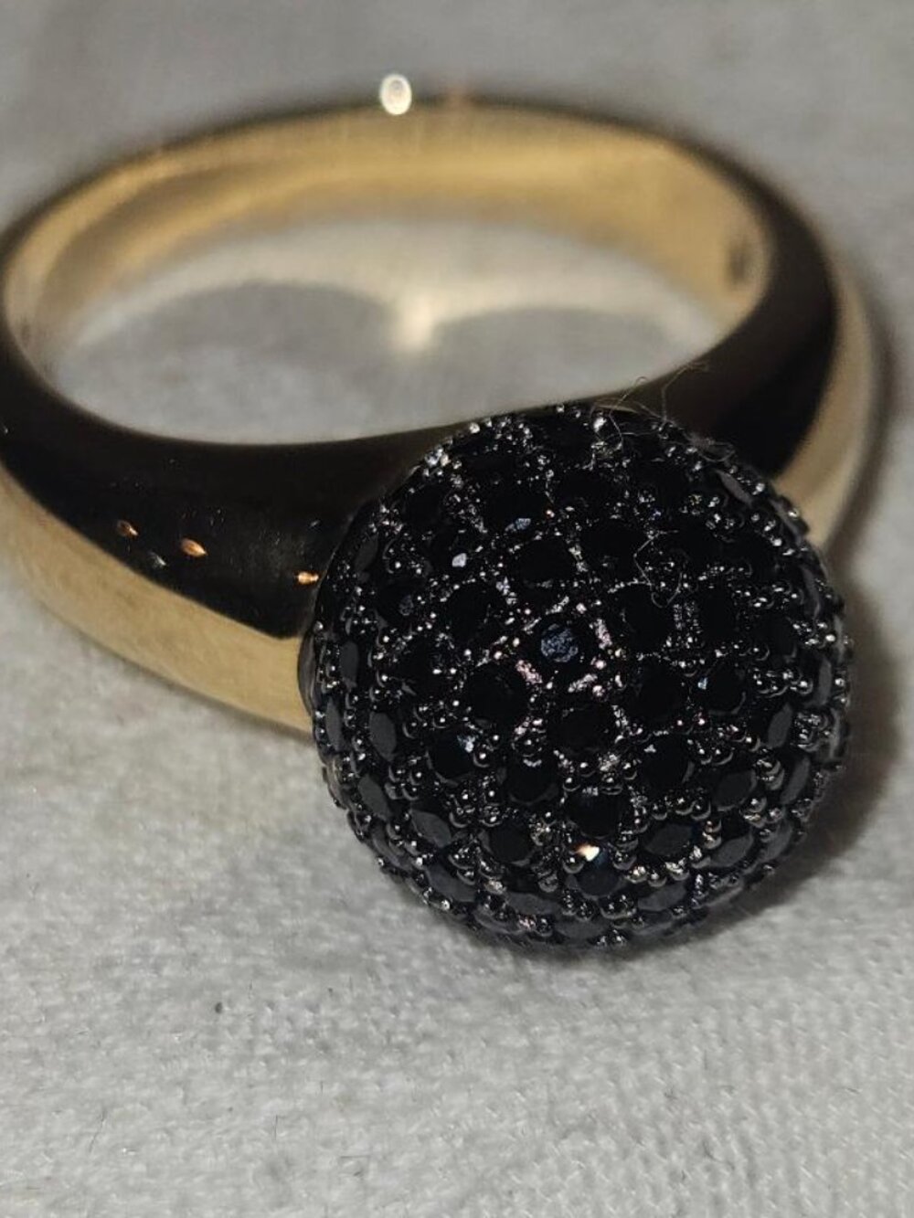 MILOR ITALY Heavy Sterling Gold Vermeil Black Spinel Dome Ring Size 9 10.1g